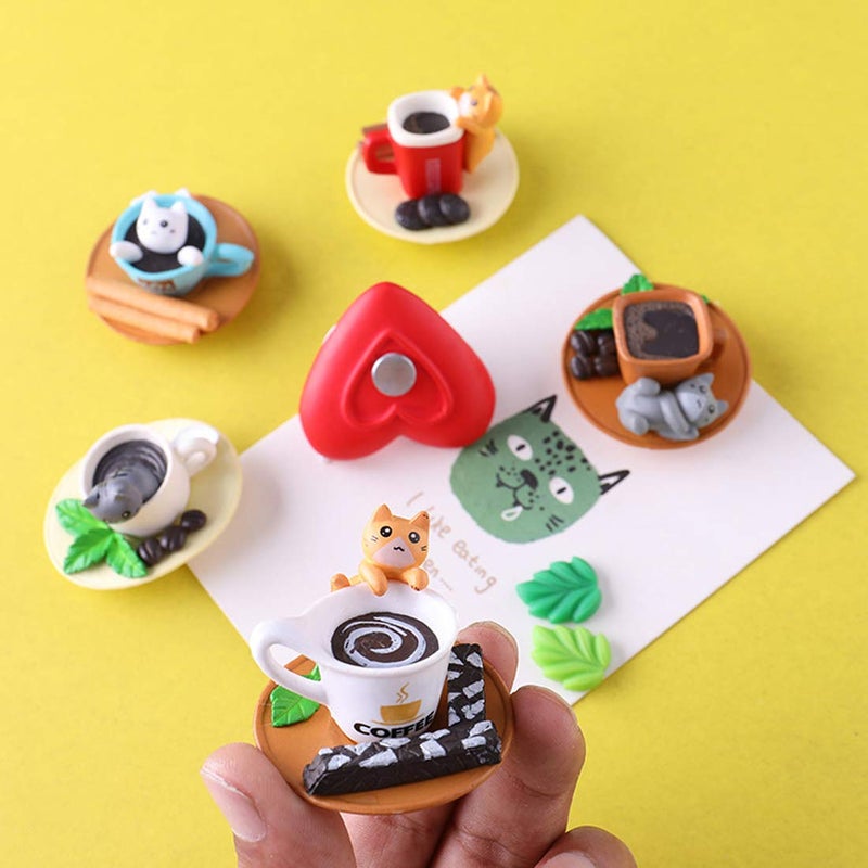 Cool Lemon Funny Cute Set of 6 3D Coffee Cats Strong Refrigerator Fridge Magnets Sticker, Kitchen Office Decoration for Whiteboard, Notes, Calendar, Notepad Gift for Kids Toddlers Adults Baby - Image 5